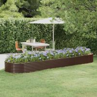 VidaXL Plantenbak 396x100x36 cm gegalvaniseerd staal bruin - thumbnail