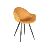 LABEL51 Eetkamerstoel 'Forli' Velvet, kleur Okergeel - thumbnail