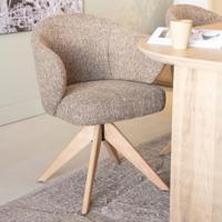 Eleonora Draaibare Eetkamerstoel 'Connor' Eiken onderstel, kleur Bruin - thumbnail