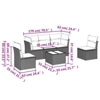 5-delige Loungeset met kussens poly rattan zwart - thumbnail
