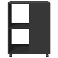 Bijzettafel met wieltjes 55x60x78 cm bewerkt hout zwart - thumbnail