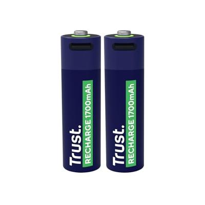 Trust Via USB-C oplaadbare AA-batterijen (2 stuks) Batterij Blauw - thumbnail