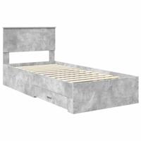 Bedframe met hoofdeinde Beton Grijs 90 x 190 cm Bewerkt hout - thumbnail