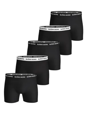 Onderbroek herenen - 5-pack heren boxershorts - Zwart solid - Katoenen heren onderbroek - S - Onderbroek heren - Ondergoed heren