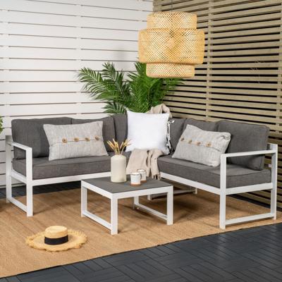 Nohr Loungeset 'Terah' Met hoekbank en tafel, kleur Grijs Nohr Loungeset 'Terah' Met hoekbank en tafel, kleur Grijs