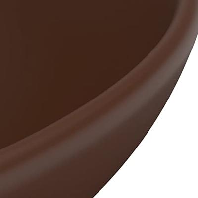 VidaXL Wastafel rond 32,5x14 cm keramiek mat donkerbruin