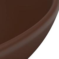 VidaXL Wastafel rond 32,5x14 cm keramiek mat donkerbruin - thumbnail