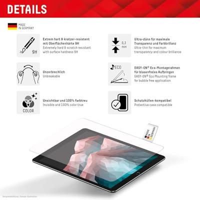 Displex Tablet glas (9H) voor Samsung Galaxy Tab A9, eco-montageframe L-vorm, onbreekbaar, ultradun, onzichtbaar