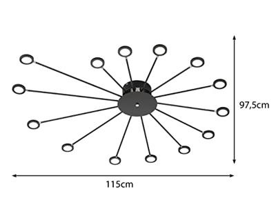 Trio Grote plafondlampPeacock zwart - 679511532