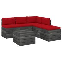 vidaXL 6-delige Loungeset met kussens pallet grenenhout - thumbnail