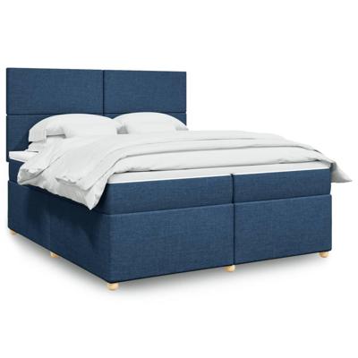 Boxspring met matras stof blauw 200x200 cm