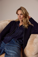 Tramontana Boucle Cardigan Zipper | Midnight - thumbnail