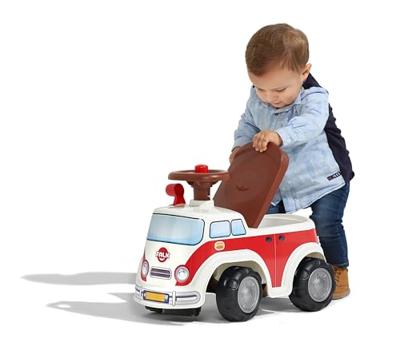 Vintage minivandrager met stoel die open kan en stuurwiel met claxon Vintage minivandrager met stoel die open kan en stuurwiel met claxon