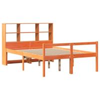 Bed met boekenkast zonder matras hout wasbruin 135x190 cm - thumbnail