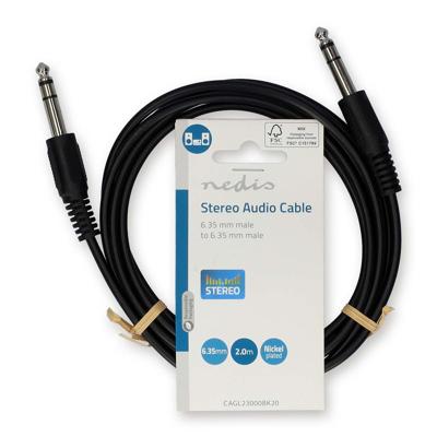 Nedis Stereo-Audiokabel | 6,35 mm Male | 6,35 mm Male | Vernikkeld | 2.00 m | Rond | Zwart | Label - CAGL23000BK20