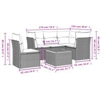6-delige Loungeset met kussens poly rattan beige - thumbnail