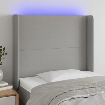 Hoofdbord LED 83x16x78/88 cm stof lichtgrijs