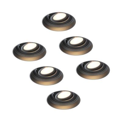6x Lugo LED inbouwspots Trimless - Zwart - Dimbaar - 5 Watt 450 Lumen - 2700K Warm Wit Licht - Kantelbaar - IP65 - Voor Binnen & Buiten 6x Lugo LED inbouwspots Trimless - Zwart - Dimbaar - 5 Watt 450 Lumen - 2700K Warm Wit Licht - Kantelbaar - IP65 - Voor Binnen & Buiten