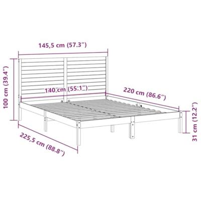 Bedframe extra lang zonder matras massief hout 140x220 cm