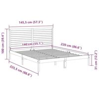 Bedframe extra lang zonder matras massief hout 140x220 cm - thumbnail