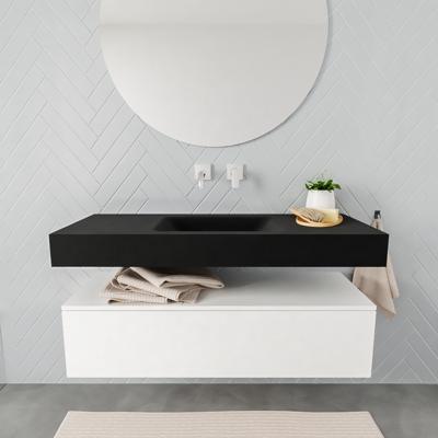 Aqua Splash Badkamermeubel AQS Ibiza 120 cm Mat Wit Solid Surface Wastafel Mat Zwart - Badmeubel Ibiza 120 cm Mat Wit Spoelbak Midden Mat Zwart (0 Aqua Splash Badkamermeubel AQS Ibiza 120 cm Mat Wit Solid Surface Wastafel Mat Zwart - Badmeubel Ibiza 120 cm Mat Wit Spoelbak Midden Mat Zwart (0