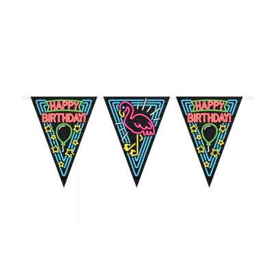 Neon Vlaggenlijn Happy Birthday - 10m