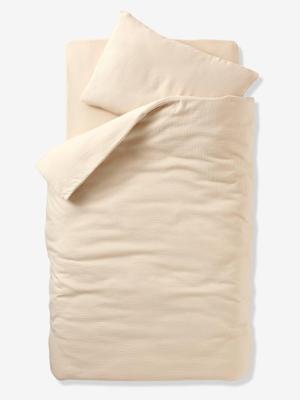 Babyset dekbedovertrek + kussensloop effen in biologisch katoenen gaas* vanille