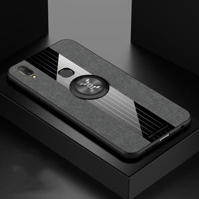 Voor vivo Y85 XINLI stiksels doek textuur schokbestendig TPU beschermhoes met ring houder (grijs)