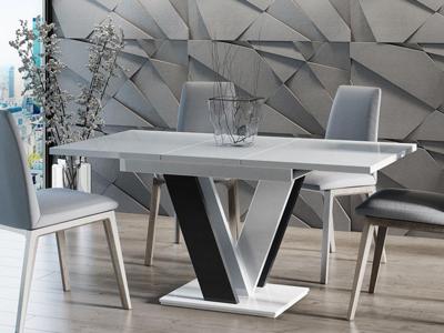 Verlengbare eettafel MASOV 120>160 cm hoogglans wit/hoogglans zwart Verlengbare eettafel MASOV 120>160 cm hoogglans wit/hoogglans zwart