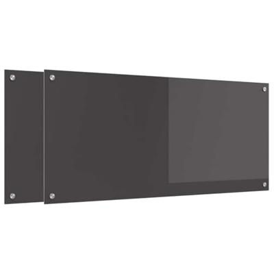 VidaXL Keuken spatscherm 2 pcs donkergrijs 110 x 50 cm gehard glas