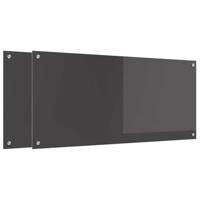 VidaXL Keuken spatscherm 2 pcs donkergrijs 110 x 50 cm gehard glas - thumbnail
