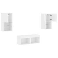 4-delige tv-wandmeubelset met LED-verlichting wit - thumbnail