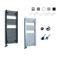 Elektrische Design Radiator Sanicare Plug & Play 111,8x45 cm Wit 596 Watt Met Chroom Thermostaat Links - thumbnail