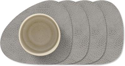 LIND DNA Onderzetters Hippo - Leer - Anthracite Grey - 13 x 11 cm - 4 Stuks