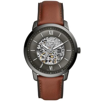 Fossil ME3161 Horloge Neutra Automatic staal-leder smoke-grijs-bruin 44 mm Fossil ME3161 Horloge Neutra Automatic staal-leder smoke-grijs-bruin 44 mm
