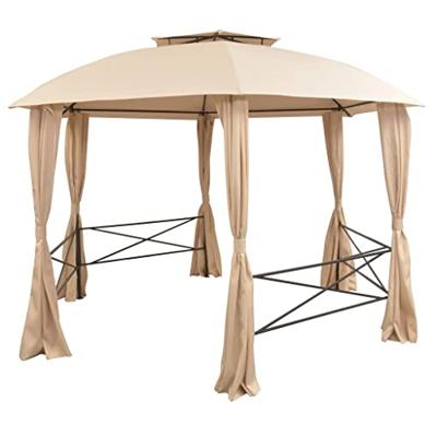 Tuinpaviljoen met gordijnen hexagonaal 360x265 cm Tuinpaviljoen met gordijnen hexagonaal 360x265 cm