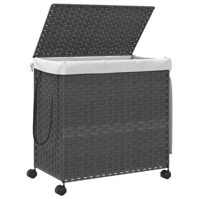 Wasmand op wielen 60x35x60,5 cm rattan grijs Wasmand op wielen 60x35x60,5 cm rattan grijs