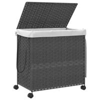 Wasmand op wielen 60x35x60,5 cm rattan grijs - thumbnail