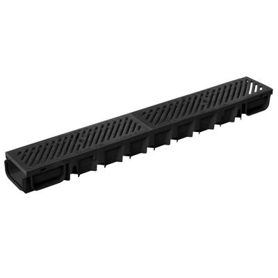 Topdrain met een zwart gietijzer rooster l100b13h8 Gardenlux - Gardenlux