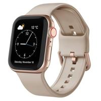 By Qubix - Soft siliconen bandje met gespsluiting - Cappuccino - Compatible met Apple Watch 44mm / 45mm / 46mm / 49mm - Compatible Apple watch bandjes - thumbnail