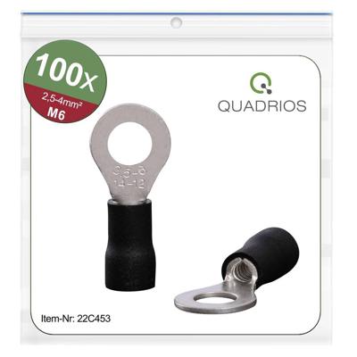 Quadrios 22C453 Ringkabelschoen Dwarsdoorsnede (max.): 4.0 mm² Schachtdiameter: 6.5 mm Deels geïsoleerd Zwart 1 set(s)