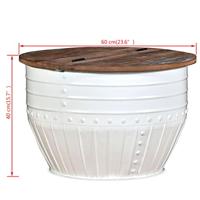 Salontafel tonvormig massief gerecycled hout wit - thumbnail