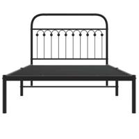 Bedframe met hoofdbord metaal zwart 107x203 cm - thumbnail