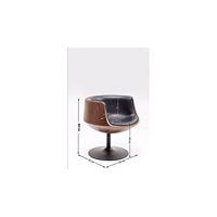 Kare Design Club Walnut Draaibare Fauteuil - Kunstleer Zwart - thumbnail