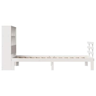 Bed met boekenkast zonder matras grenenhout wit 90x190 cm