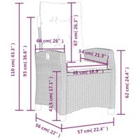 Tuinstoel verstelbaar met kussens poly rattan zwart - thumbnail