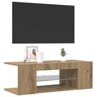Tv-meubel met LED 90x39x30 cm bewerkt hout artisanaal eiken - thumbnail