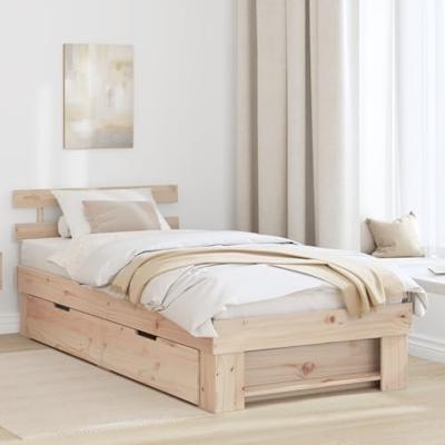 Bedframe met hoofdeinde Naturel 90 x 190 cm Massief grenenhout
