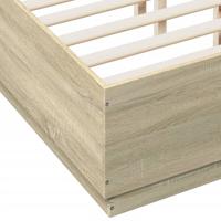 Bedframe bewerkt hout sonoma eikenkleurig 135x190 cm - thumbnail