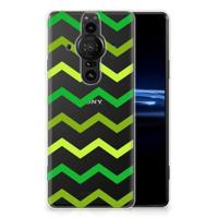 Sony Xperia Pro-I | TPU bumper | Zigzag Groen - thumbnail